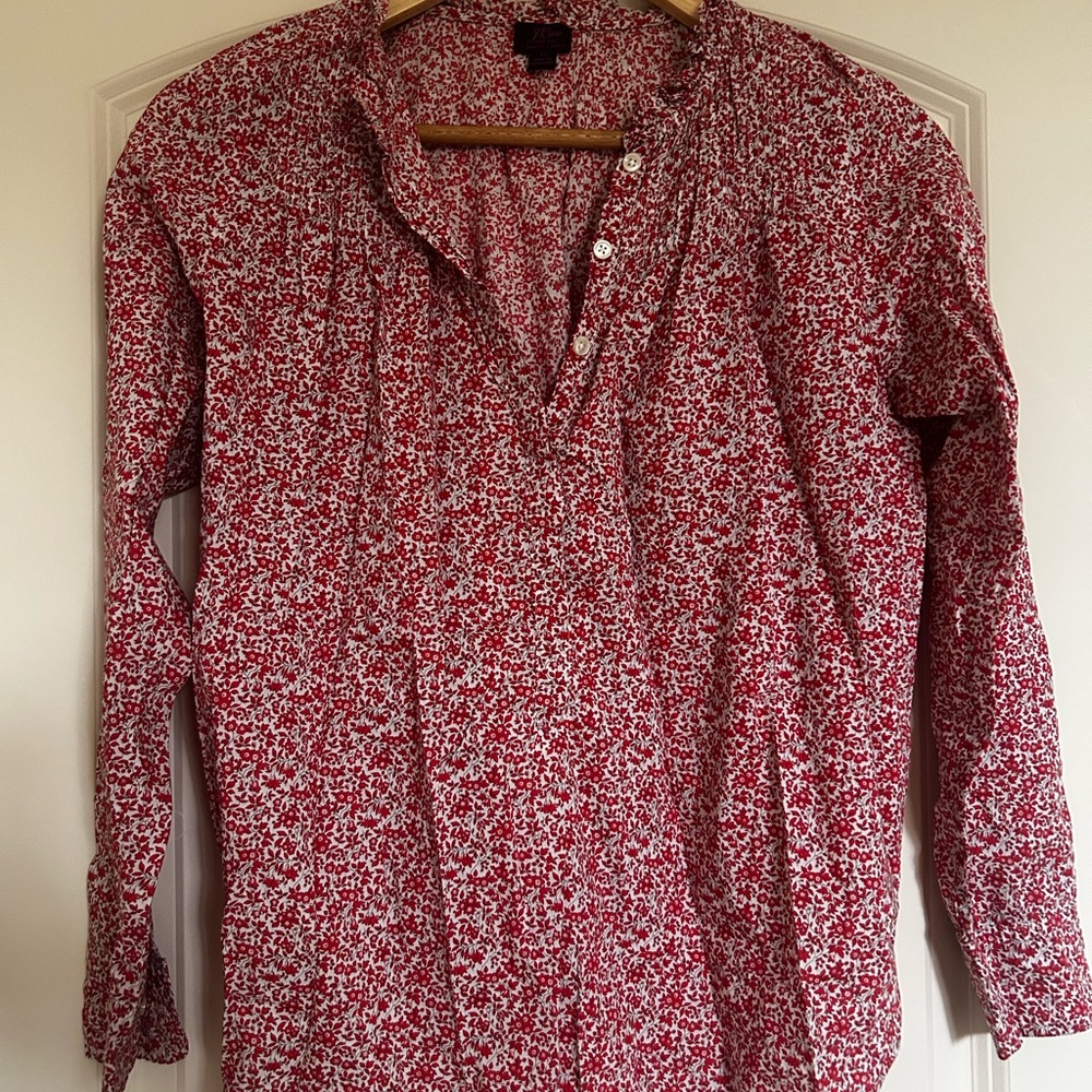 J Crew Floral Red Women's Top